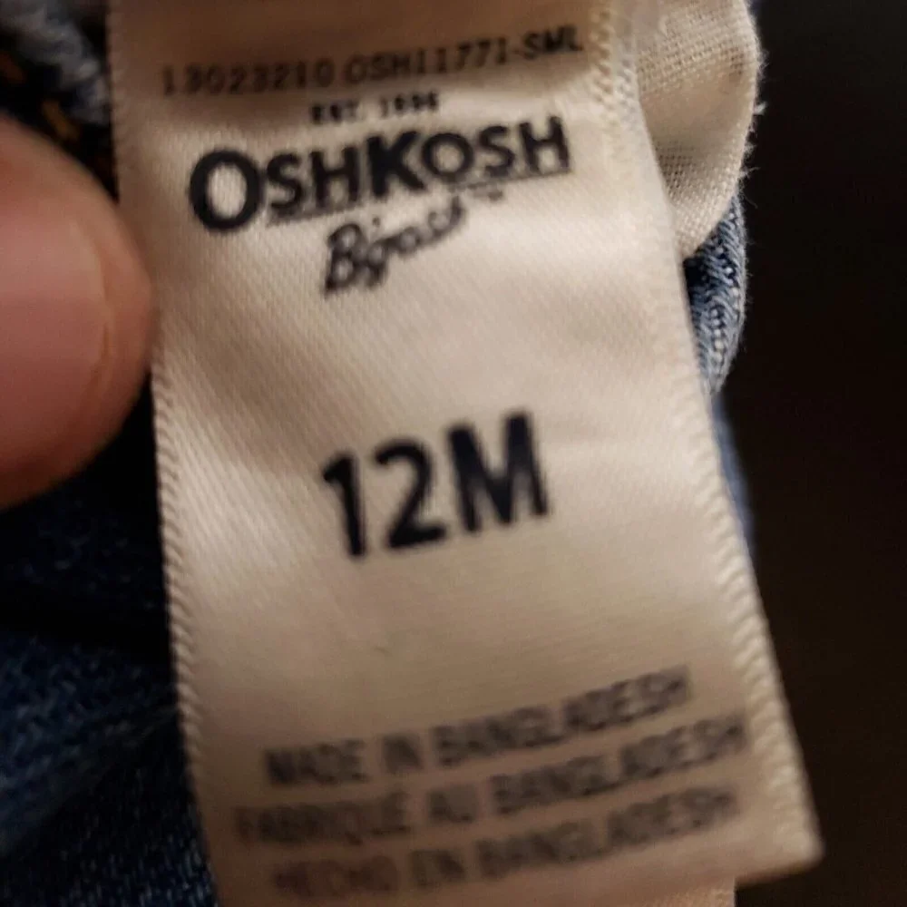 Osh Kosh B'Gosh Toddler Girls Denim Overalls With Patches 12 Months